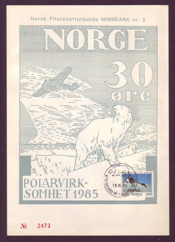 240026 Norway Souvenir Card. 1985 Polar Summit