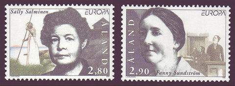 Aland set of 2 stamps showing portraits of 2 famous women.