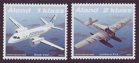 AL0258-591 Åland Scott # 258-59 NH.  Mail Planes, Airplanes
