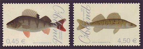 Aland set of 2 stamps showing fish.