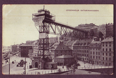 SWB186 Sweden postcard, Stockholm, Katarinahissen, 1907