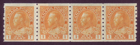 CA0126ix41 Canada  George V "Admiral " Issue 1911-25,  # 126i in strip of 4 MNH**