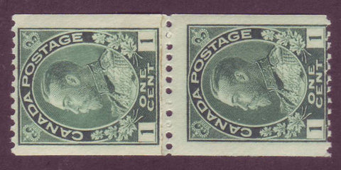 CA0131ii Canada  George V "Admiral " Issue,  # 131ii blue-green,  paste-up pair F MNH**