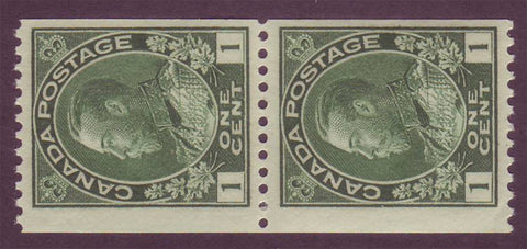 CA0131i Canada  George V "Admiral " Issue,  # 131i green,  paste-up pair F MNH**