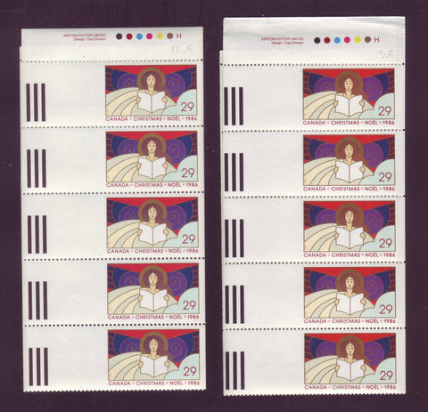CA1116a,c Christmas Angels 1986 - 2 booklet panes of 10 (folded) + Tagging Error