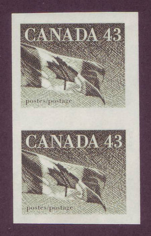 CA1395iii Canada Scott # 1395iii MNH, 43ct Flag, Imperforate Coil Pair - 1992