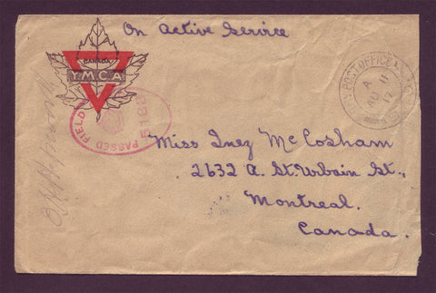 CA5018 Canada WWI Military Censored Field Post letter - 1917