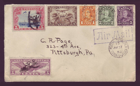 CA5026 Airmail Cover, Mixed Franking Canada / USA - 1930
