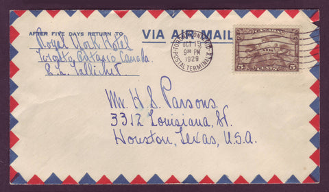 CA5029 Canada Air Mail Cover to U.S.A. - 1929