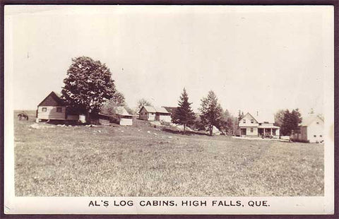 Al's Log Cabins (Summer), High Falls, Que.  Real Photo Card ca. 1916