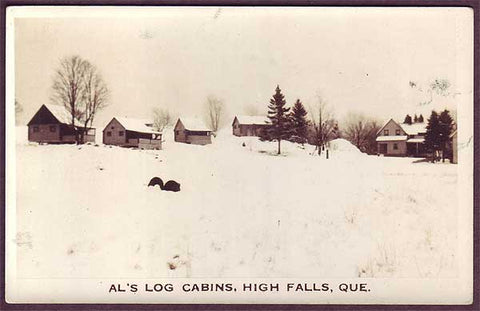Al's Log Cabins (Winter), High Falls, Que.  Real Photo Card ca. 1916