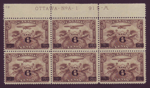CAC03x61 Canada # C3 F MNH** plate block of 6, Air Mail Stamp 1932