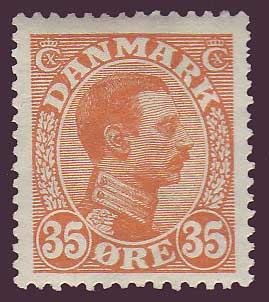 DE01142 Denmark Scott # 114 VF MH. Christian X 1913-28