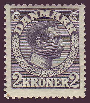 DE01332 Denmark Scott # 133 F-VF MLH, Christian X 1913-28