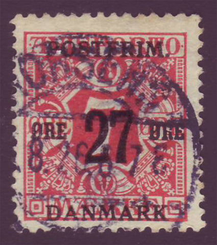 DE01475 Denmark Scott # 147 F-VF Used. Surcharged Newspaper Stamp 1918