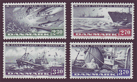 DE0760-631 Denmark Scott # 760-63 MNH, Fishing and Shipping 1984