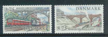 DE1075-76 Denmark Scott # 1075-76 MNH, Copenhagen-Roskilde Railway 1997