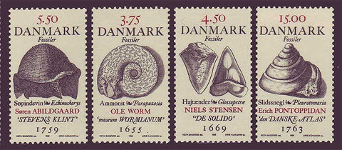 DE1106-091 Denmark Scott # 1106-09 MNH, Fossil and Danish Geologists 1998