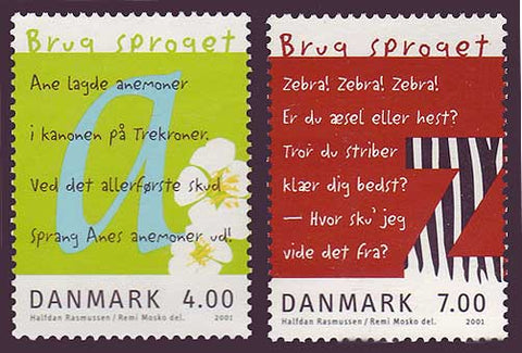 DE1196-971 Denmark Scott # 1196-97  MNH, "Use the Language" 2001