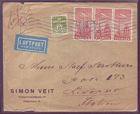 DE5008 Denmark,Commercial Airmail Cover to Italy 1936
