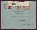DE5013 Denmark, WWI Censored Letter to Bangkok, Siam 1916