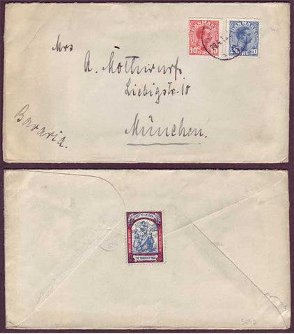 DE5052abPH Denmark,  Letter to Germany 1916