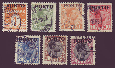 DEJ01-075 Denmark Scott # J1-7 Used, Scott # J1-7 Used Postage Due 1921