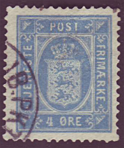 DEO07 Denmark Scott # O7 VF Used, Official Stamp1875