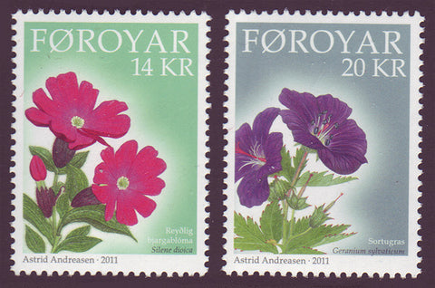 FA0562-63 Faroe Is.   Scott # 562-63 MNH, Flowers 2011