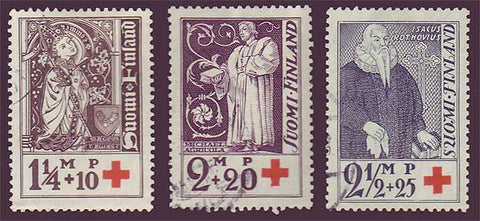 FIB012-145 Finland Scott # B12-14 VF used,  Bishops of Turku 1933
