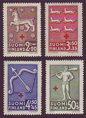 FIB054-571 Finland Scott # B54-57 MNH,  Provincial Arms II - 1943