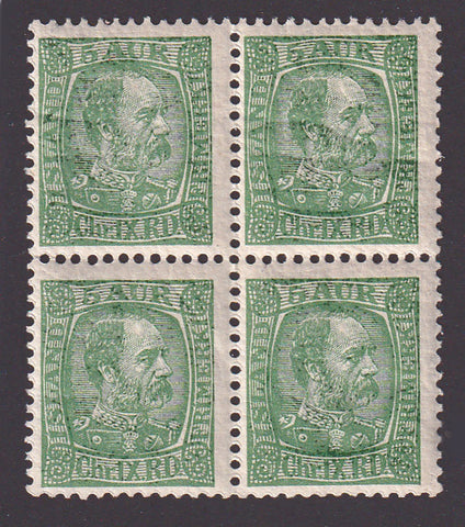 IC0036 Iceland Scott # 36, 5a Christian IX,  MNH** Block of 4 - 1902