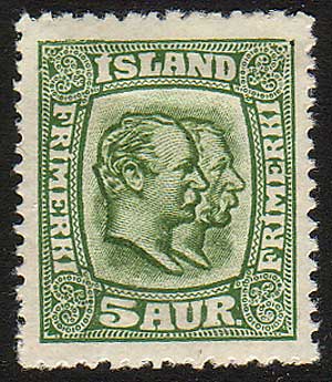 IC01022 Iceland Scott # 102 MH, Two Kings 1915