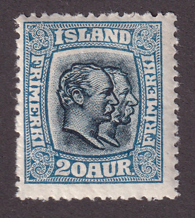 IC010751 Iceland Scott # 107 F MNH, 20a blue Two Kings 1915