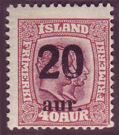 IC01352 Iceland Scott # 135 MH surcharge 1922
