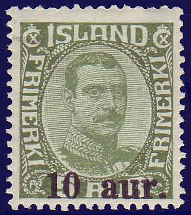 IC01392 Iceland Scott # 139 VF MH surcharge 1922