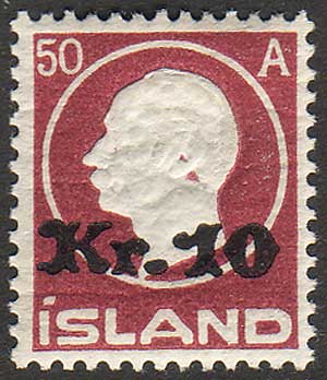 IC01402 Iceland Scott # 140 VF MH surcharge 1925