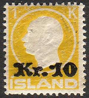 IC01412 Iceland Scott # 141 MH surcharge 1924