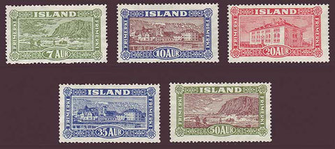IC0144-482 Iceland Scott # 144-48 NG, Views and Buildings 1925