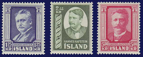 IC0284-861 Iceland Scott # 284-86 VF MNH, Hannes Hafstein 1954