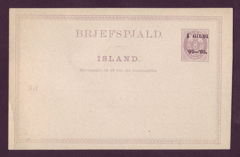 IC5101 Iceland Postal Stationery, Single Card ''I Gildi'' Unused - 1902-03.