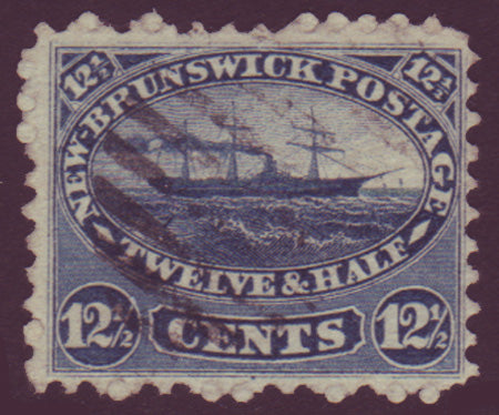 NB105      New Brunswick # 10 F used, 12½¢ steam ship 1860
