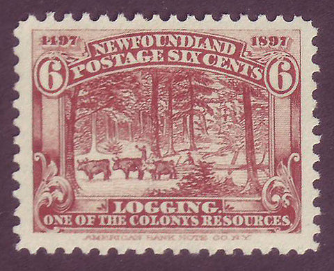 NF0662  Newfoundland # 66 VF MH        Logging 1897