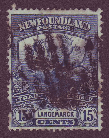 NF1245 Newfoundland # 124 F Used, Trail of the Cariboo Issue 1919                                                             1911