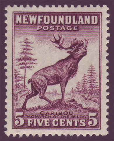 NF1902   Newfoundland # 190 XF MH      Caribou - Die I      violet brown            Perkins Bacon Printings 1932-37