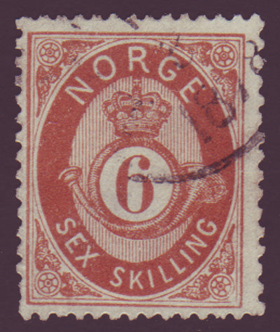 NO0020.15 Norway Scott # 20 used  - Posthorn 1872-75