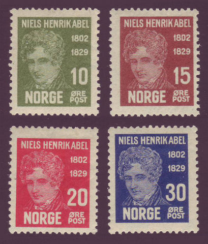 NO0145-482 Norway Scott # 145-48 VF MH - Niels Henrik Abel 1929