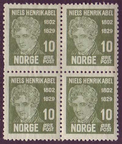 NO0145x42 Norway Scott # 145 VF MH - Niels Henrik Abel 1929