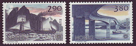 NO0928-291 Norway Scott # 928-29 MNH, Europa 1988 - Transport 1988