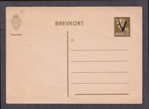 NO4105 Norway Postal Card  #105 I mint - 1941
